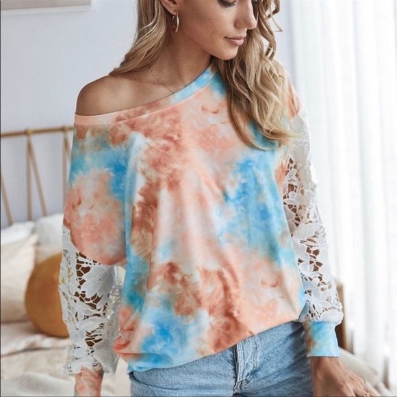 LACE sleeves Tie Dye TOP - Picture 2 of 6